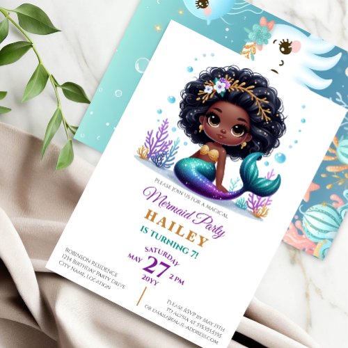 Magical Mermaid Birthday Party Invitation