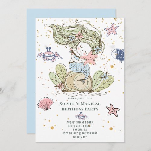 Magical Mermaid Birthday Party Invitation