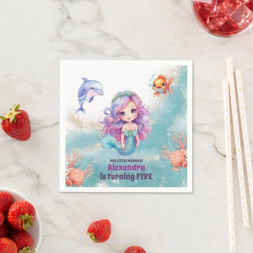 Magical Mermaid  Birthday Party Napkins