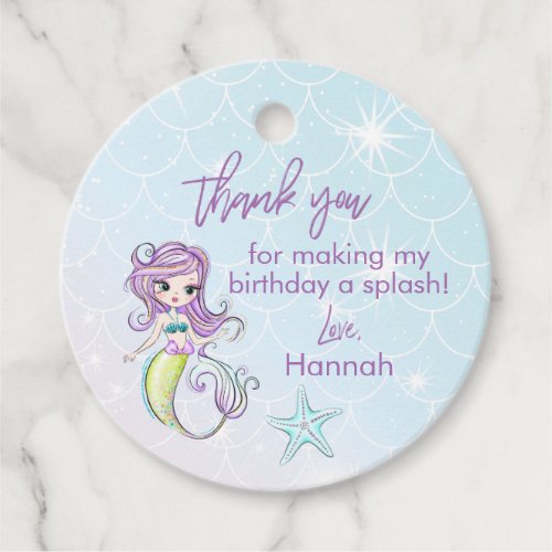Magical Mermaid Birthday Party Thank You Favor Tags