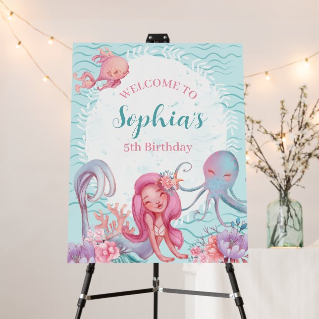 Magical Mermaid Birthday Party Welcome Sign (In Situ (Stand))