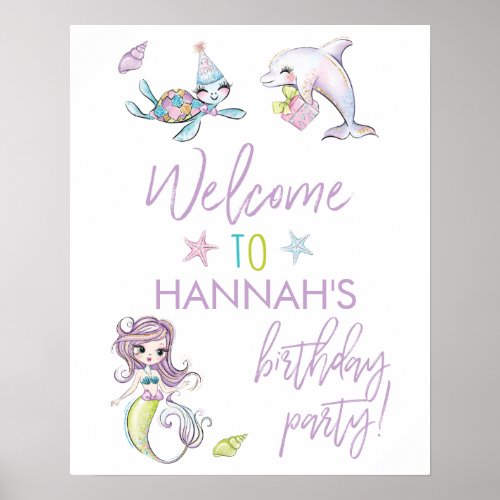 Magical Mermaid Birthday Party Welcome Sign