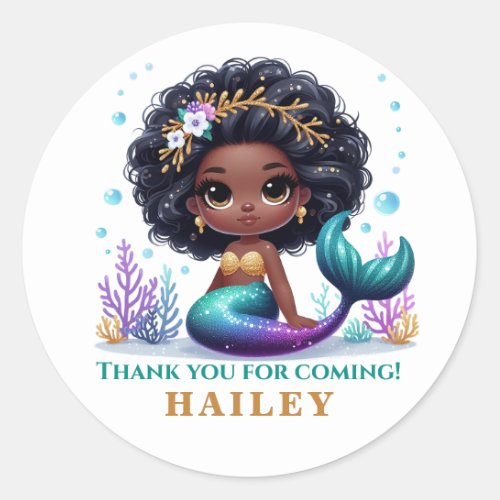 Magical Mermaid Birthday Thank You Classic Round Sticker