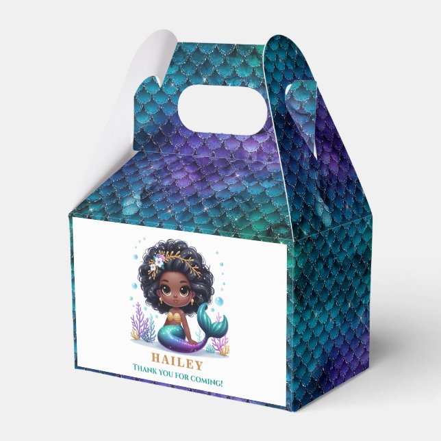 Magical Mermaid Birthday Thank You Favor Boxes (Front Side)