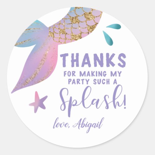 Magical Mermaid Birthday Thank You Favor Classic Round Sticker