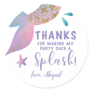 Magical Mermaid Birthday Thank You Favor Classic Round Sticker