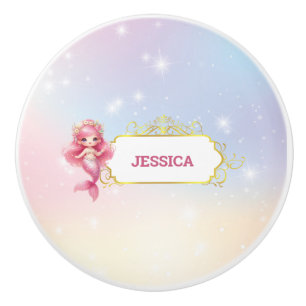 Magical Mermaid Birthday Under The Sea Ceramic Knob