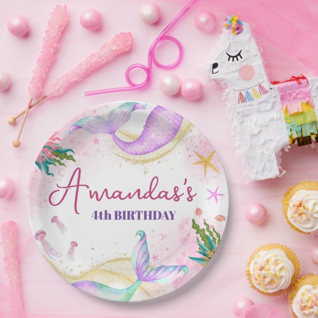 Magical Mermaid Birthday Under the Sea Paper Plates (Party)