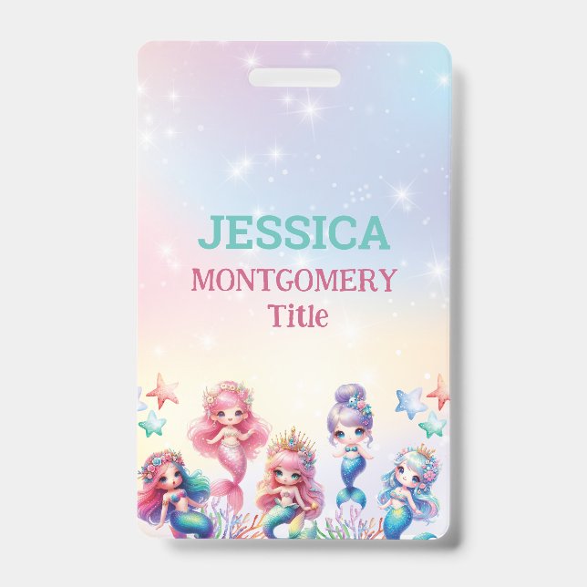 Magical Mermaid Birthday Under The Sea Photo Badge (Front)