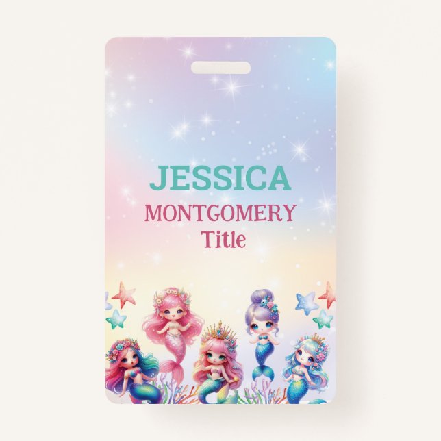 Magical Mermaid Birthday Under The Sea Photo Badge (Front)