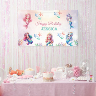 Magical Mermaid Birthday Under The Sea Photo Banner