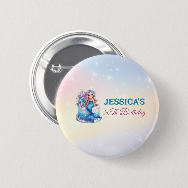 Magical Mermaid Birthday Under The Sea Photo Button (Front & Back)