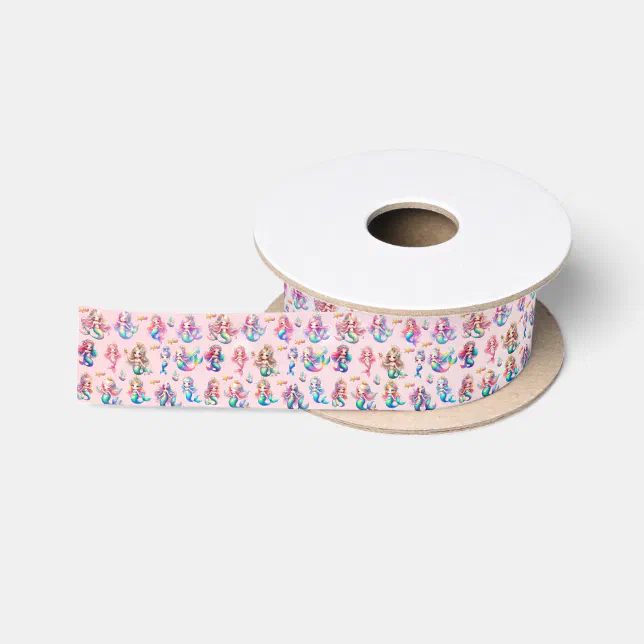 Magical Mermaid Birthday Under The Sea Photo Satin Ribbon | Zazzle
