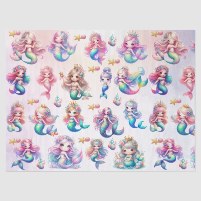 Magical Mermaid Birthday Under The Sea Photo Tissue Paper (Front)