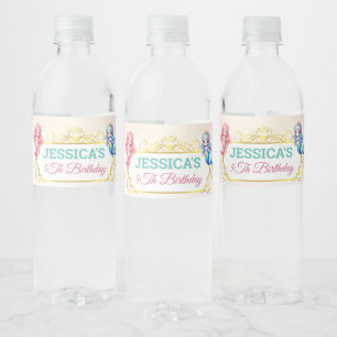 Magical Mermaid Birthday Under The Sea Photo Water Bottle Label