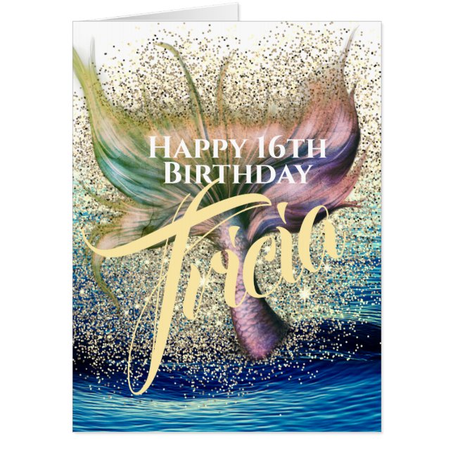 Magical Mermaid Birthday Wishes Card (Front)