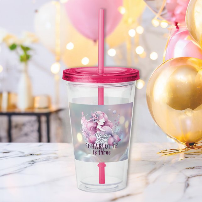 Magical Mermaid Children's Birthday Party Acrylic Tumbler (Creator Uploaded)