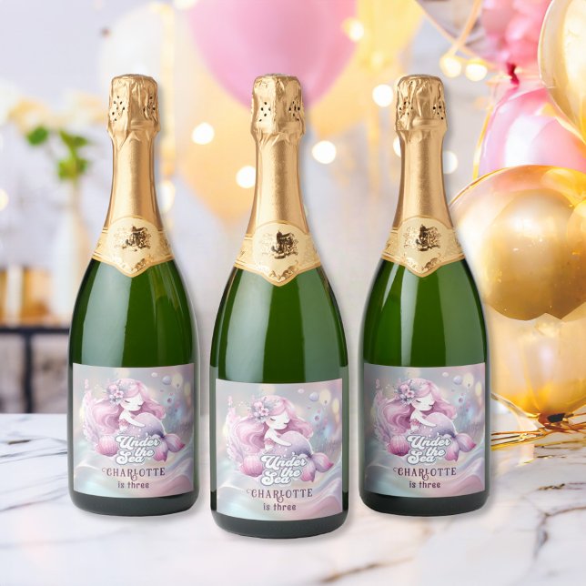 Magical Mermaid Children's Birthday Party Sparkling Wine Label (Creator Uploaded)