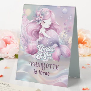 Magical Mermaid Children's Birthday Party Table Tent