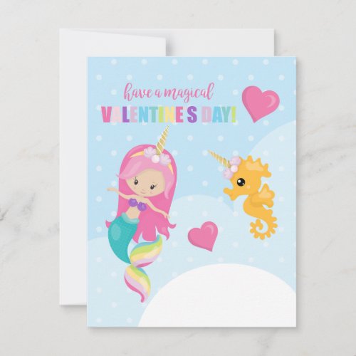Magical Mermaid Classroom Valentines Day Card