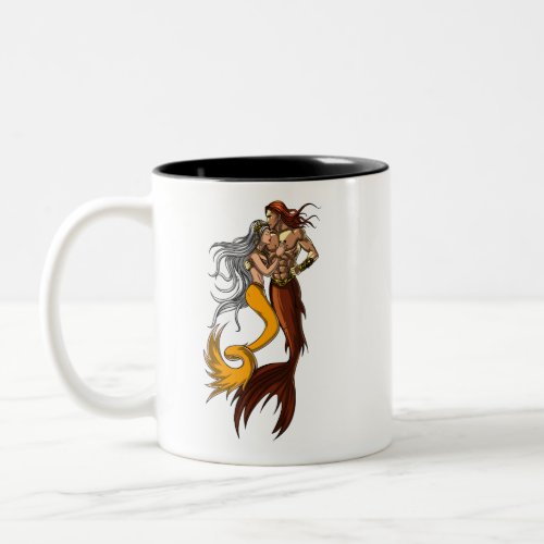 Magical Mermaid Cute Ocean Couple Two_Tone Coffee Mug