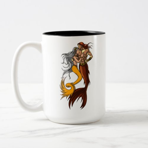 Magical Mermaid Cute Ocean Couple Two_Tone Coffee Mug