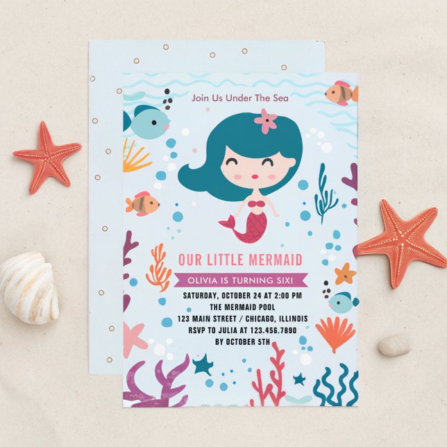 Magical Mermaid Girl Birthday Party Invitation (Creator Uploaded)