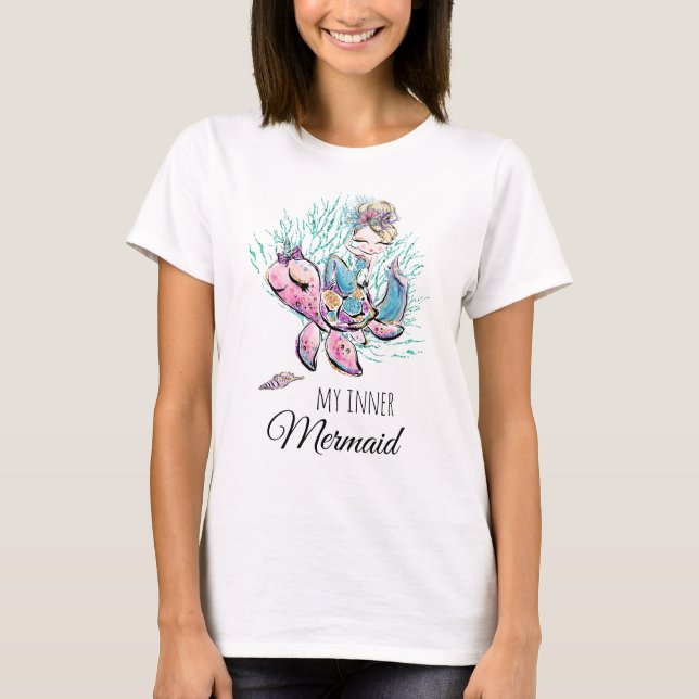 *~* Magical Mermaid Glitter Coral Sea Turtle Tee (Front)