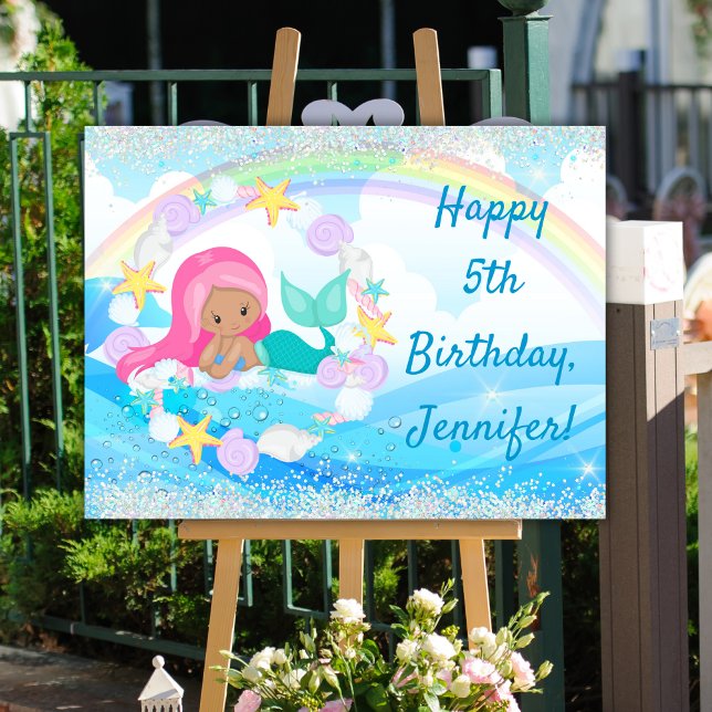 Magical Mermaid Glitter Happy Birthday  Sign (Creator Uploaded)