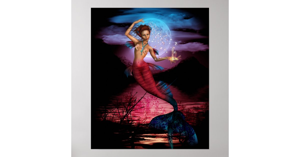Magical Mermaid Moon Poster Print | Zazzle