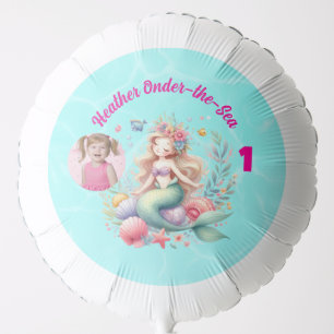Magical Mermaid Onder-the-Sea 1st Birthday Photo Balloon