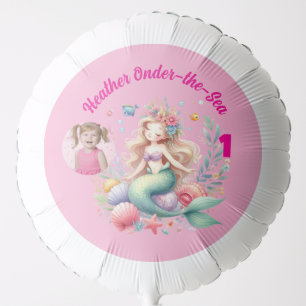 Magical Mermaid Onder-the-Sea 1st Birthday Photo Balloon