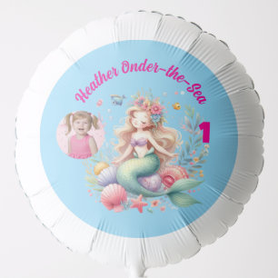 Magical Mermaid Onder-the-Sea 1st Birthday Photo Balloon