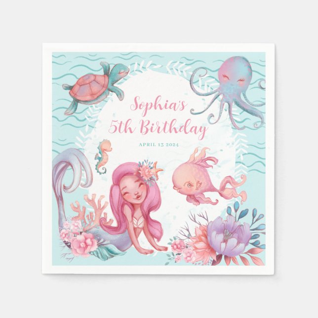 Magical Mermaid Party  Napkins (Front)