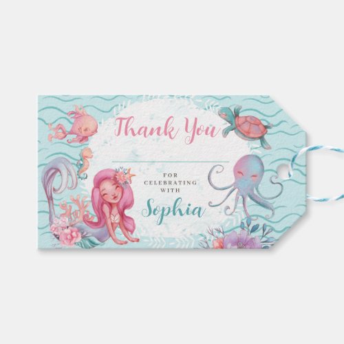 Magical Mermaid Party Tag with Name line