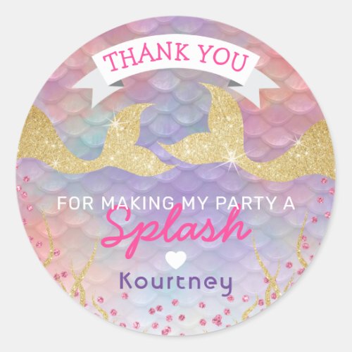 Magical Mermaid Party Thank You Classic Round Sticker