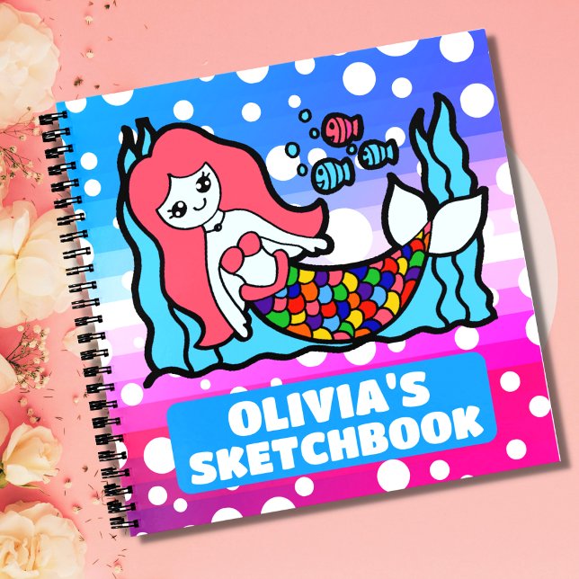 Magical Mermaid Personalized Kids Sketchbook Notebook (Creator Uploaded)