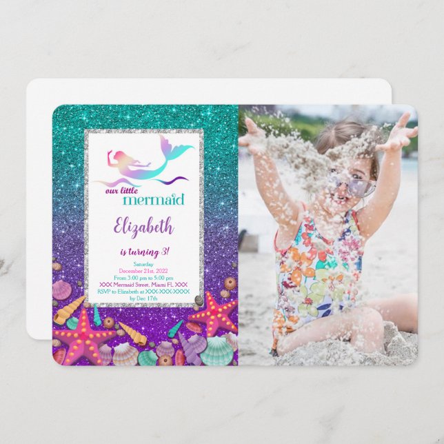 Magical Mermaid Photo Invitation (Front/Back)