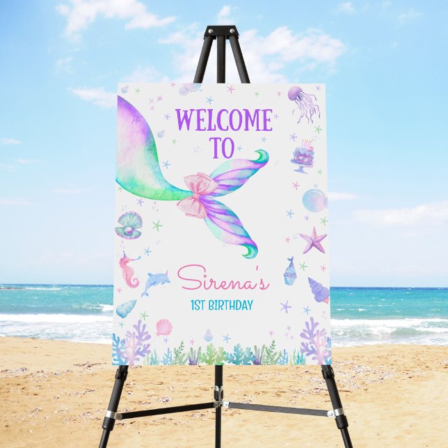 Magical Mermaid Pink Purple Birthday Foam Board (Creator Uploaded)