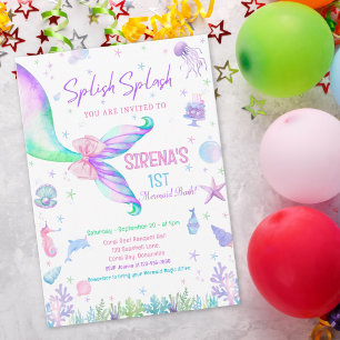 Magical Mermaid Pink Purple Birthday Invitation