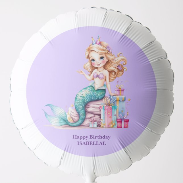 Magical mermaid rainbow Birthday girl party Balloon (Front)