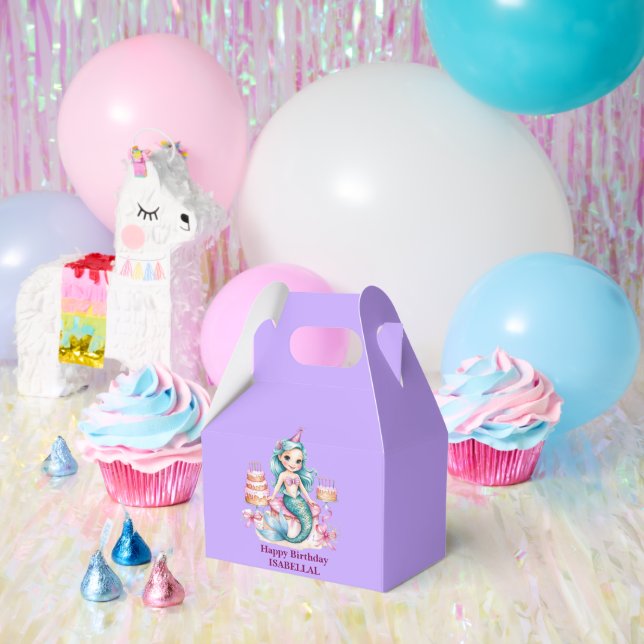 Magical mermaid rainbow Birthday girl party Favor Boxes (Party)