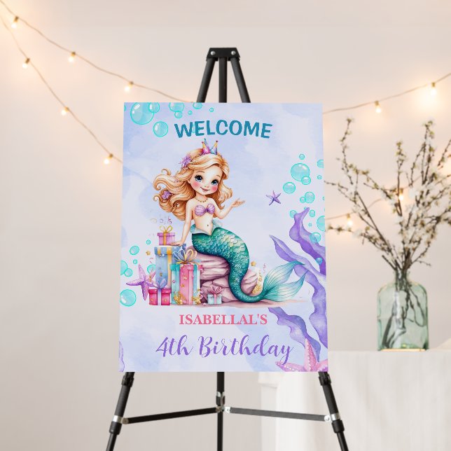 Magical mermaid rainbow Birthday girl party Foam Board (In Situ (Stand))