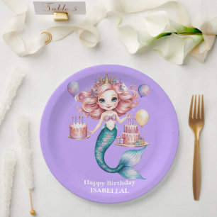 Magical mermaid rainbow Birthday girl party Paper Plates
