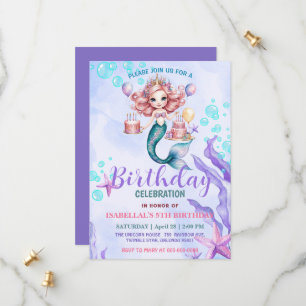 Magical mermaid rainbow Birthday girl party Save The Date