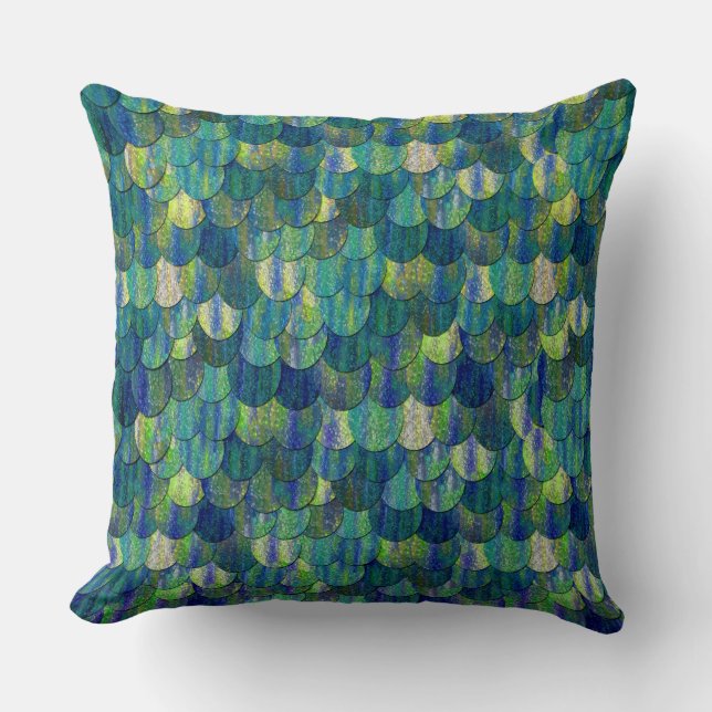 Magical Mermaid Scales Throw Pillow (Front)