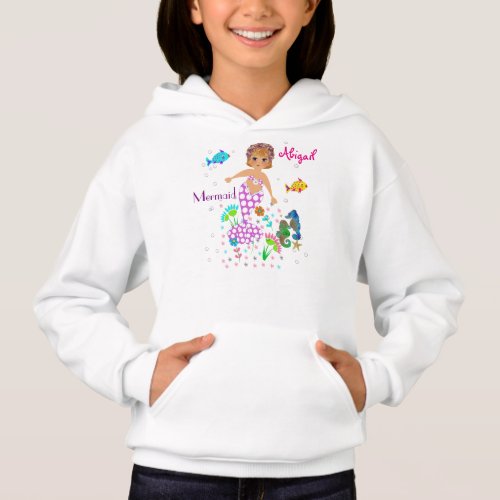 Magical Mermaid Sea Creatures Themed Personalized Hoodie