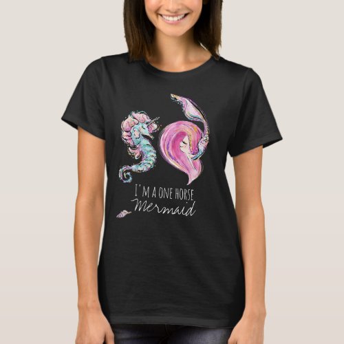  Magical Mermaid Shell Glitter Sea Horse Tee