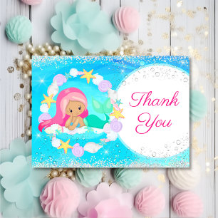 Magical Mermaid Sparkle Birthday Thank You Card