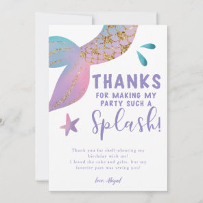 Magical Mermaid Splash Birthday Party Thank You Card